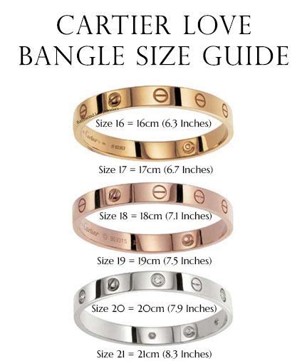 cartier love bracelet size guide